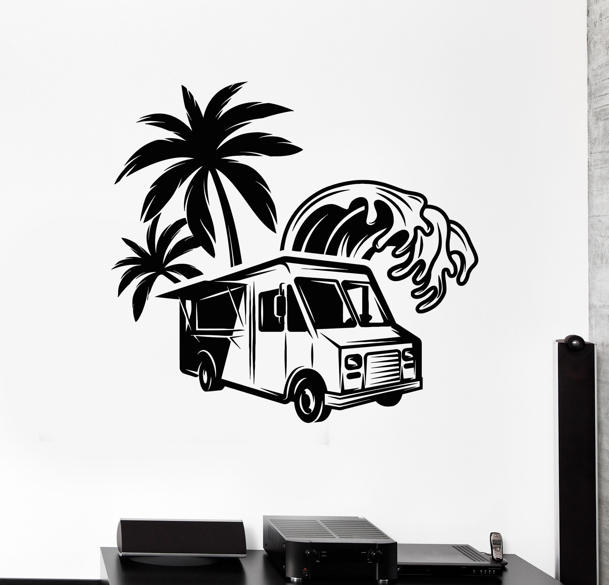 2048x1968 Vinyl Wall Decal Food Truck Palm Wave Fast Food Stickers Unique
