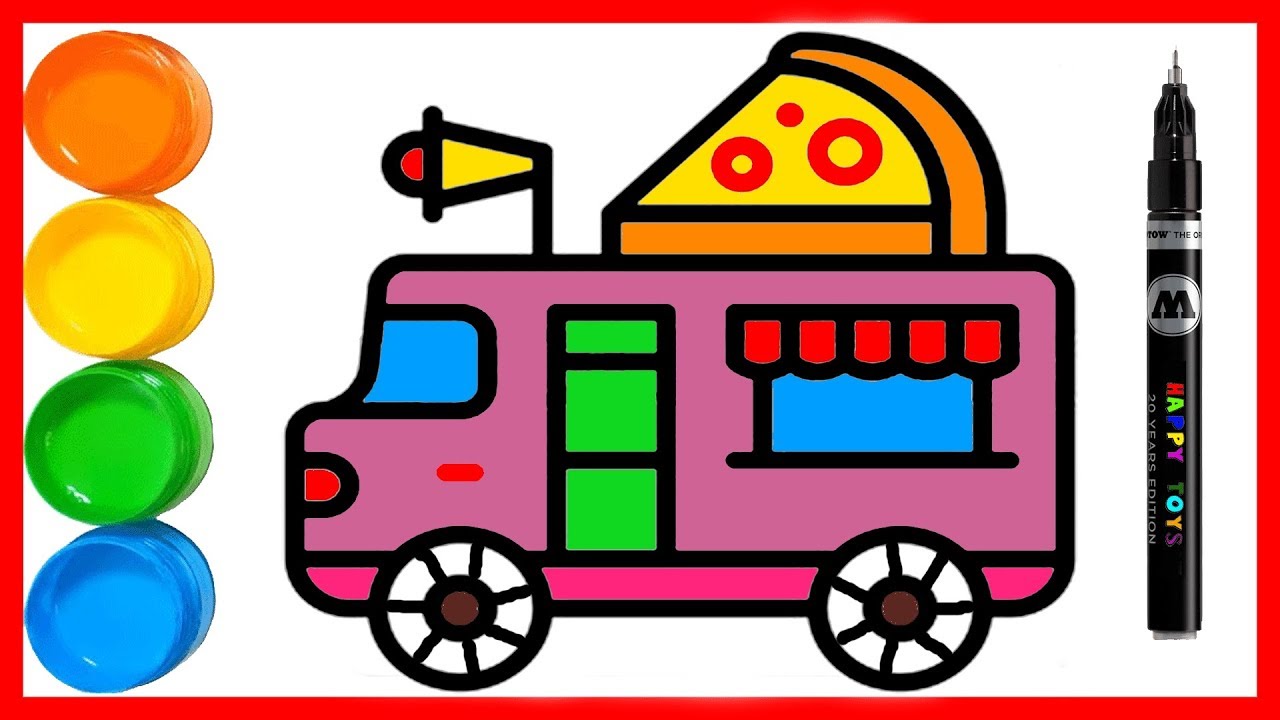 1280x720 Coloring Food Truck Toy Painting And Drawing For Kids