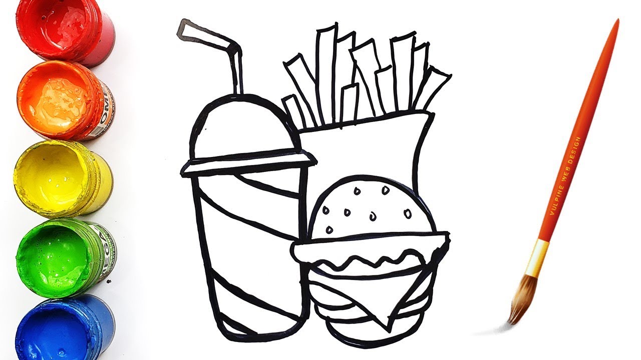 1280x720 Fast Food Drawing And Coloring Learn Color For Kids Oddmenot