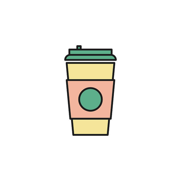 600x600 Plastic Cup Of Coffee Colored Outline Icon Element Of Food Icon