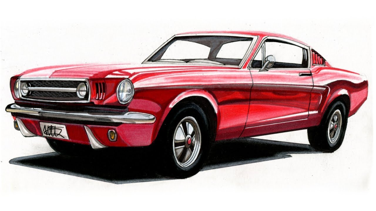 1280x720 Realistic Car Drawing