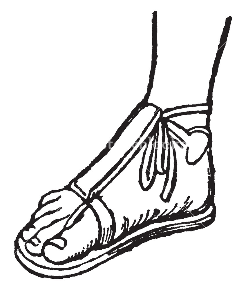 848x1000 Greek Sandal Has A Vamp Support, Vintage Line Drawing Or Engraving