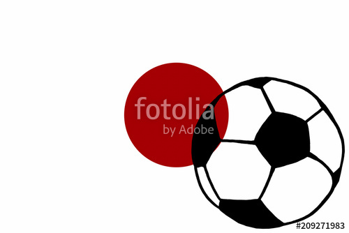 500x334 Football Ball And Japan Flag Hand Drawn Simple Illustration