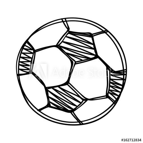 500x500 Hand Draw Football Ball Isolated Illustration On White Background