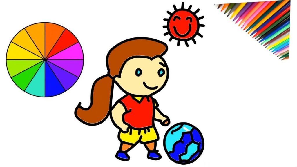 1024x576 How To Drawing Playing Football And Coloring For Kids Step