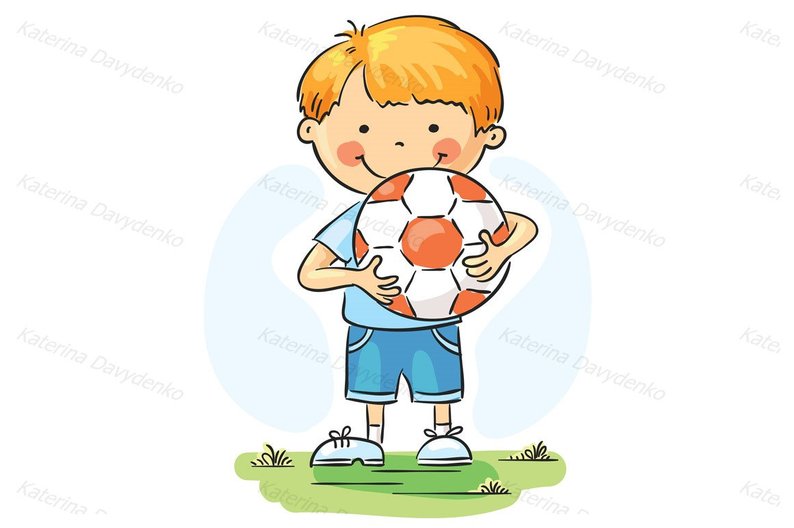 794x528 Little Boy Holding Football Child Clipart Sport Clipart Etsy