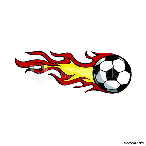 500x500 Burning Vector Football Flying In The Air And Drawing Flames