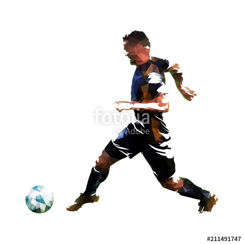 500x500 Football Player In Black Jersey Running With Ball, Abstract Low