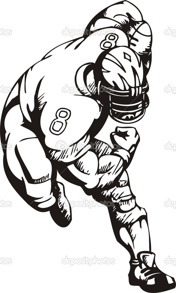 614x1023 Football Player Drawings Free Download Clip Art