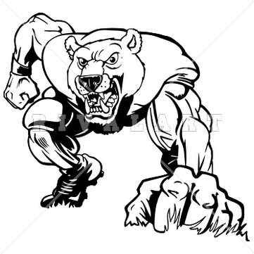 361x361 Mascot Clipart Image Of Bear Football Graphic Player Black White