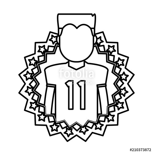 500x500 Line Football Player With Usa Tag Patriotic Nation Stock Image