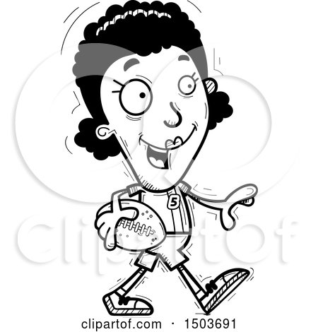 450x470 Clipart Of A Black And White Walking Black Female Football Player