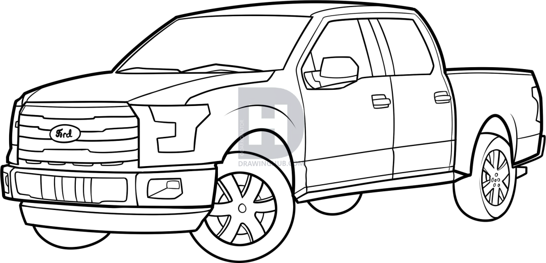 1080x521 How To Draw An F Ford Pickup Truck, Step