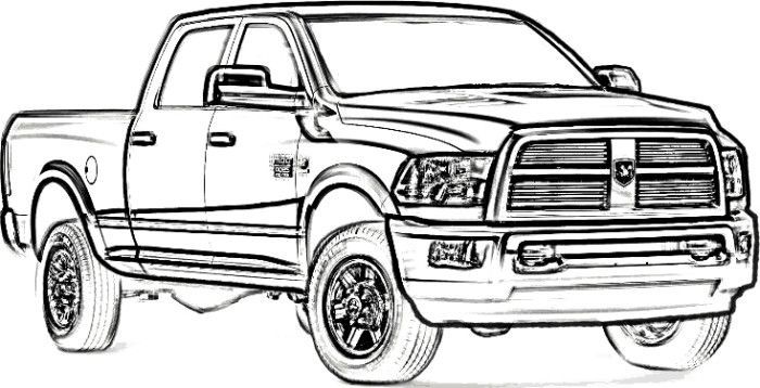 700x358 Dodge Ram Drawing Ride A Cart Truck Coloring Pages
