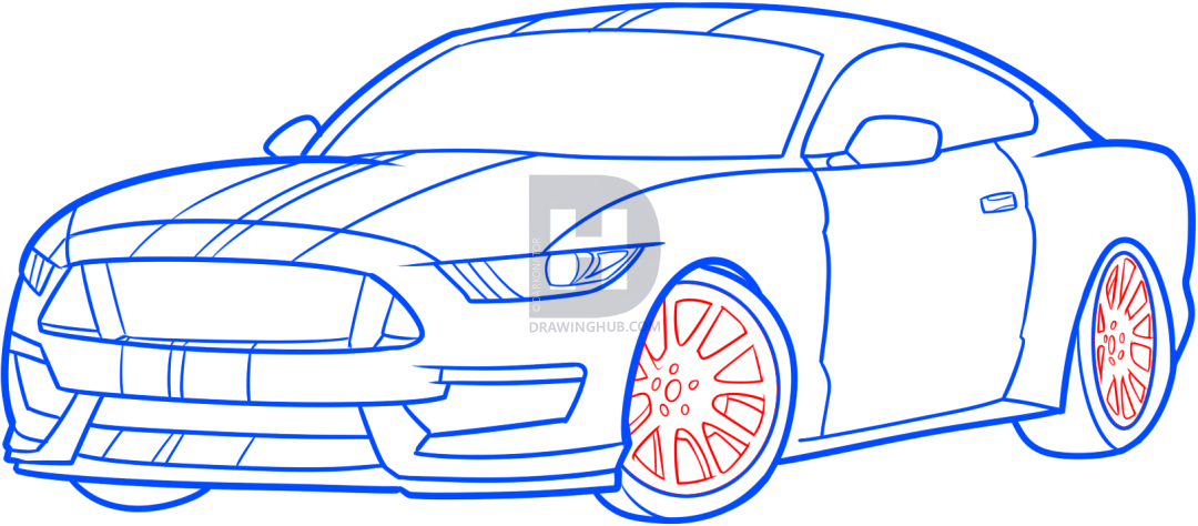 1080x474 How To Draw A Shelby Mustang, Step