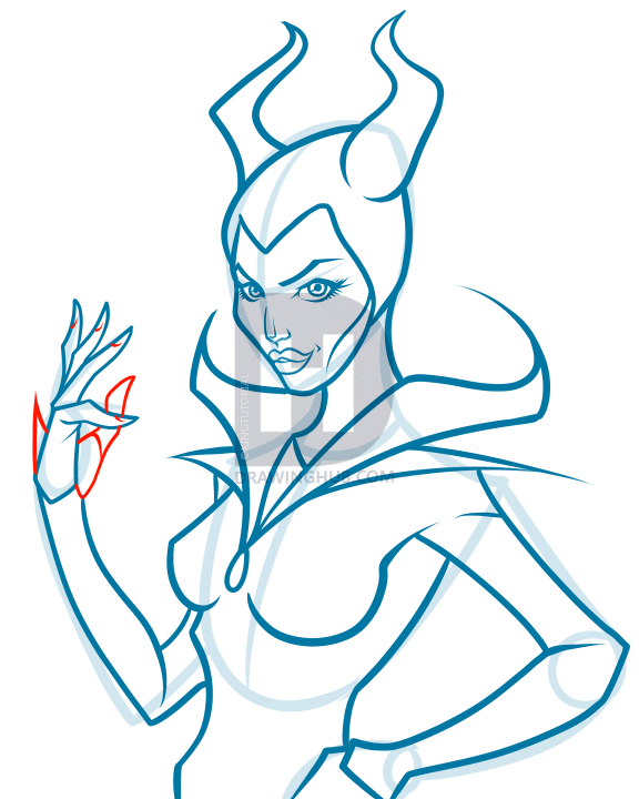 576x720 How To Draw Angelina Jolie As Maleficent, Step