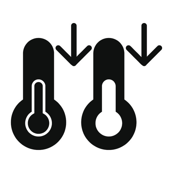 600x600 Decrease In Temperature Vector Icon Black And White Thermometer
