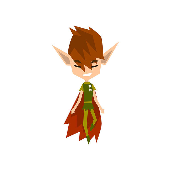 600x600 Forest Elf Boy, Cute Fairytale Magic Character Vector Illustration