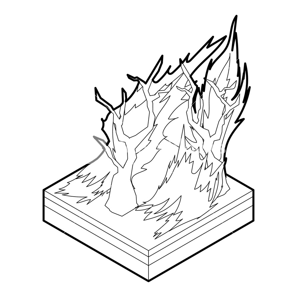 1000x1000 Forest Fire Icon In Outline Style On A White Background Vector