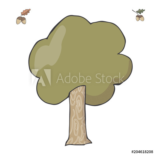 500x500 Oak Tree Illustration Vector Clip Art Green Color Wood Forest