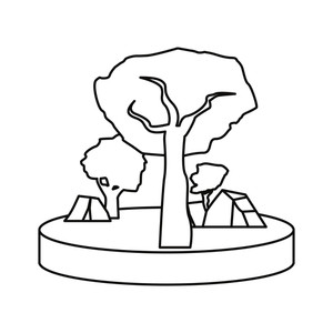 300x300 Outdoors Trees Forest On White Background Vector Illustration