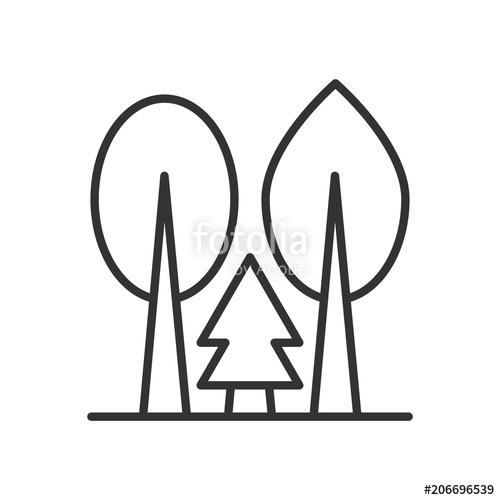 500x500 Black Isolated Outline Icon Of Forest On White Background Line