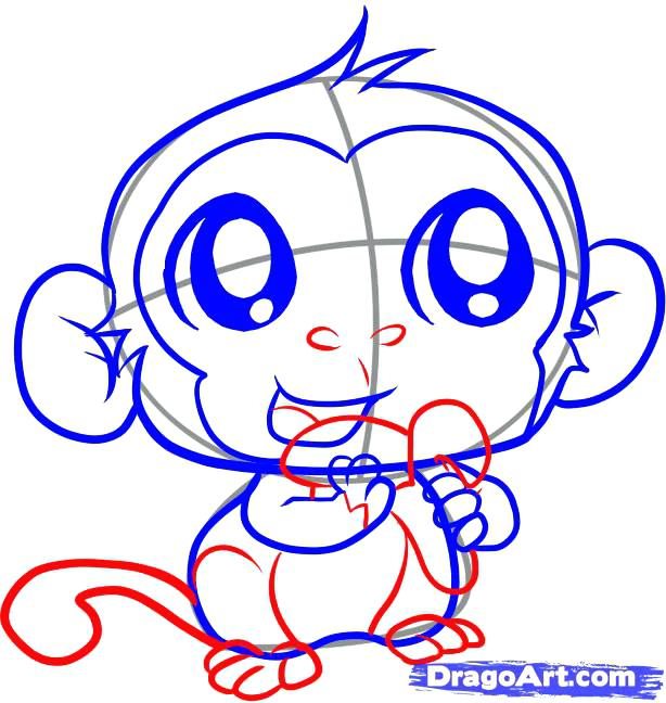 614x648 Easy Monkey Drawing How To Draw An Easy Monkey Step