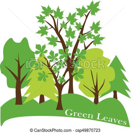 450x455 Vector Trees In The Forest Eco Landscape Vector Illustration