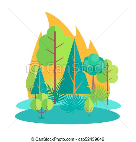 450x470 forest engulfed in fire isolated illustration fire in countryside
