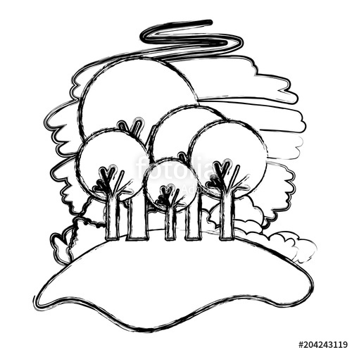 500x500 Forest Landscape Natural Scene Vector Illustration Design Stock