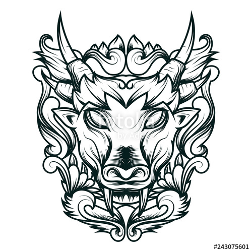 500x500 Line Art Of Mythical Forest Cow Geometry Is An Illustration