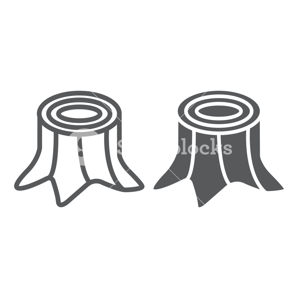 1000x1000 Stump Line And Glyph Icon, Forest And Nature, Wood Sign, Vector