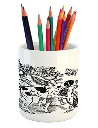 345x450 ambesonne hunting pencil pen holder, hunting dogs