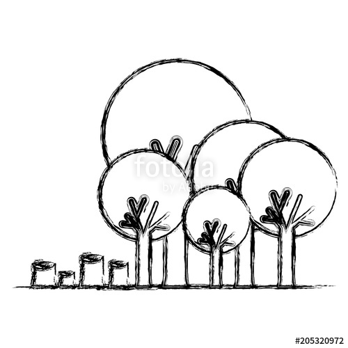 500x500 Deforested Forest Scene Icon Vector Illustration Design Stock
