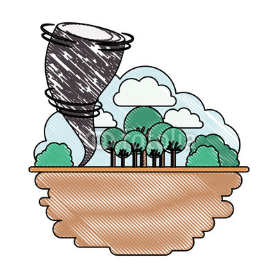 400x400 twister hurrican with forest scene natural disaster vector