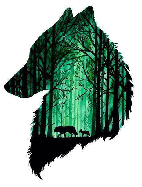 465x610 Best Wolf Head Green Tattoo Design
