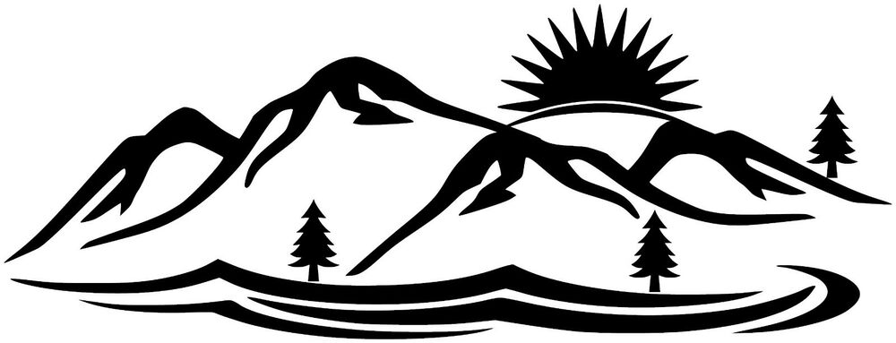 1000x383 Mountains Forest Trees Vinyl Decal Sticker Ebay