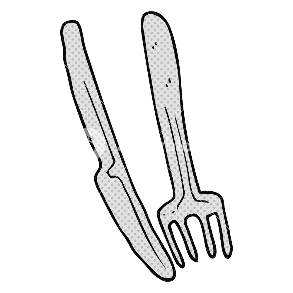 1000x1000 Freehand Drawn Cartoon Knife And Fork Royalty Free Stock Image