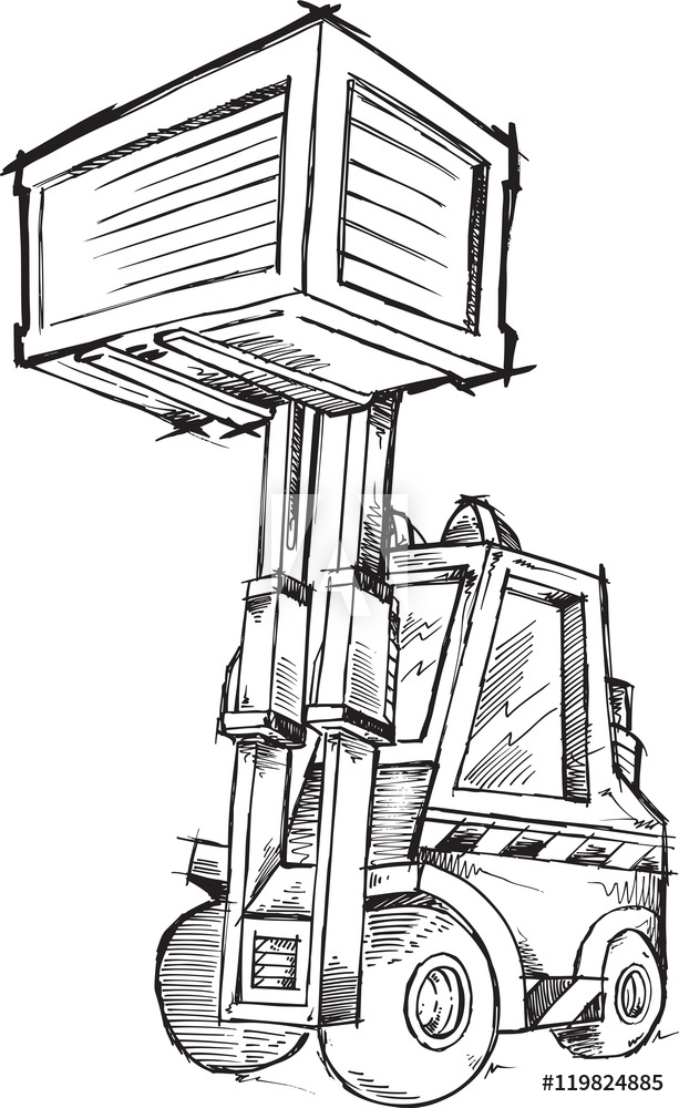 613x1000 Printed Kitchen Splashbacks Sketch Doodle Forklift Vector