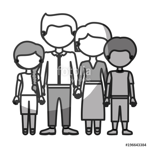 500x500 Silhouette Monochrome Shading Faceless Family Group In Formal Suit
