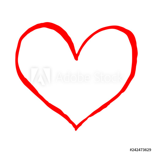 500x500 Red Heart Isolated On White Background Sketch Drawing Was Drawn