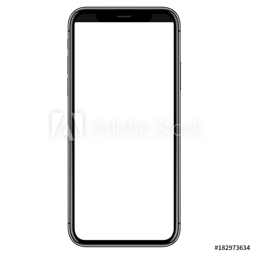 500x500 High Detail Phone Front Side Vector Drawing Format Isolated