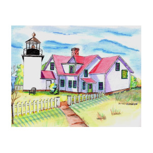 300x300 Fort Point Lighthouse Maine Drawing