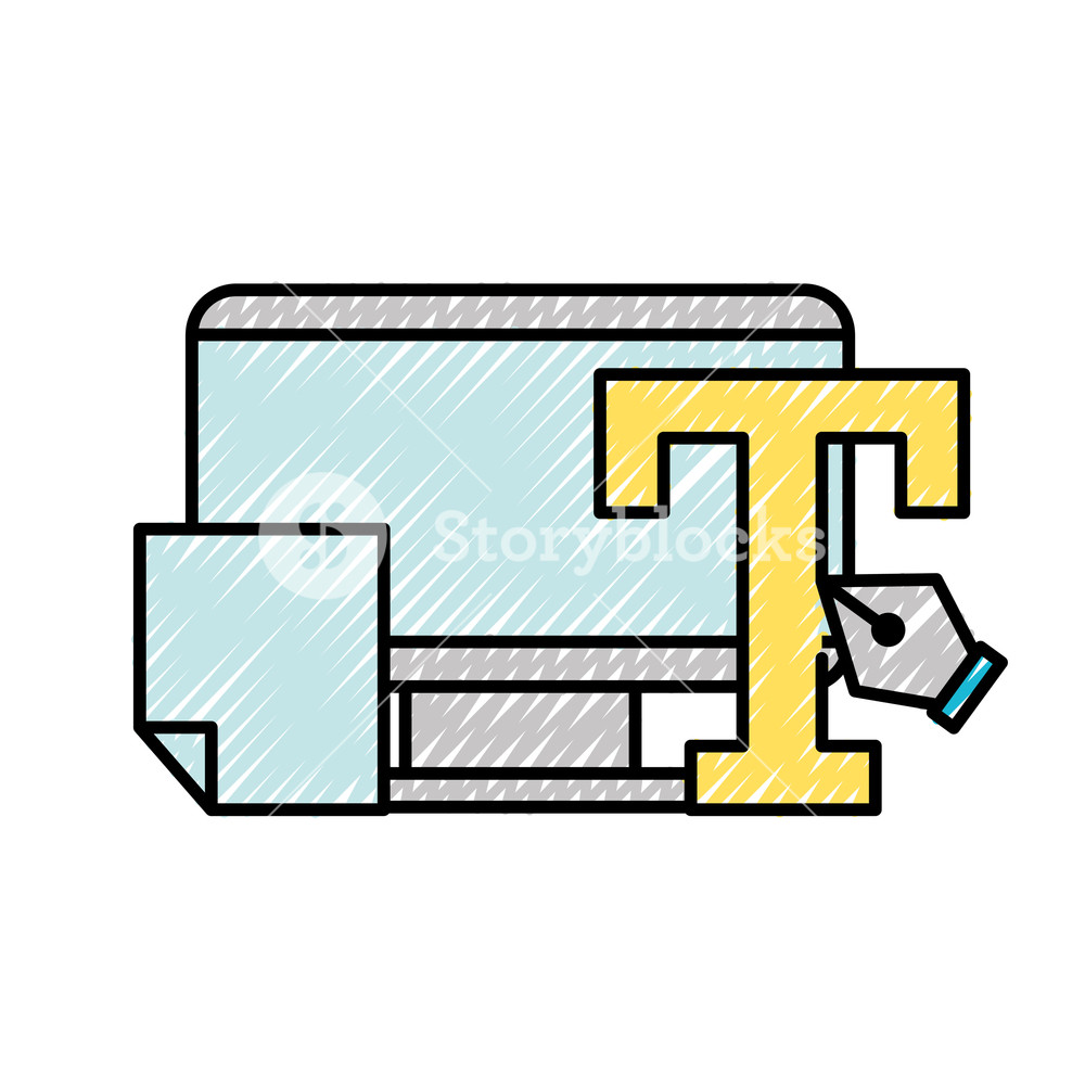 1000x1000 Graphic Design Type Tool Fountain Pen Paper Vector Illustration