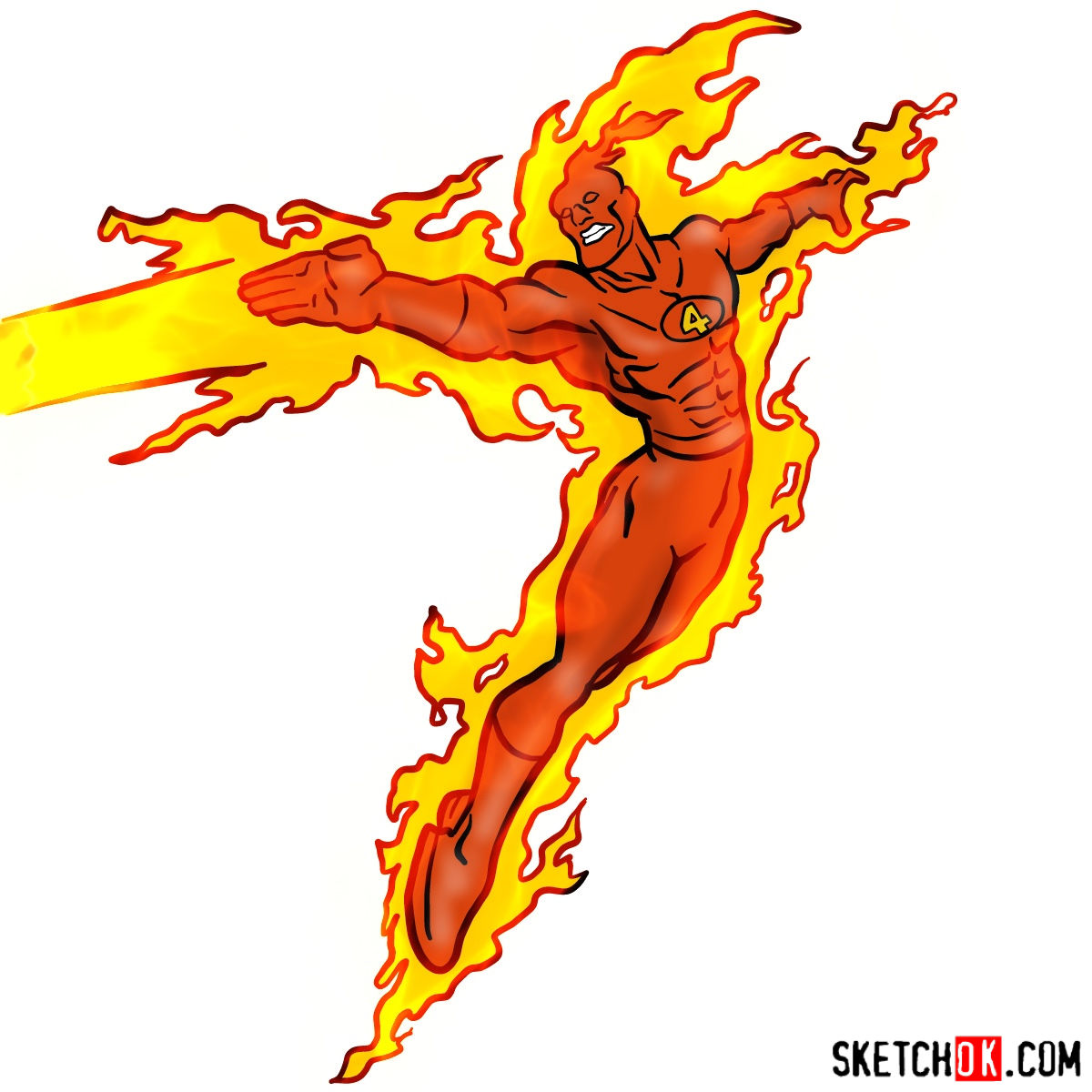 1200x1200 How To Draw The Human Torch From Fantastic Four