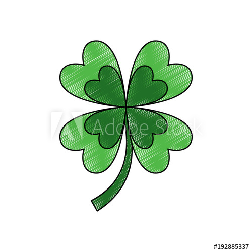 500x500 Four Leaf Clover Good Luck Symbol Vector Illustration Drawing