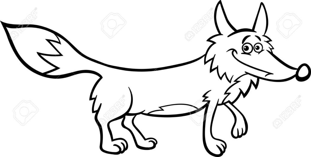 1038x526 Black And White Illustration Funny Wild Fox Coloring Book