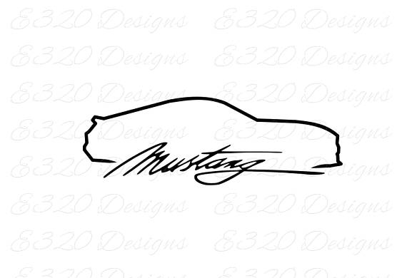 570x390 Ford Mustang Outline Dxf Cricut Silhouette