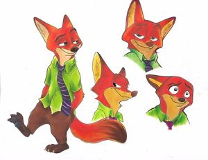 300x232 Original Art Nick Wilde Zootopia Drawing Cute Fox Disney