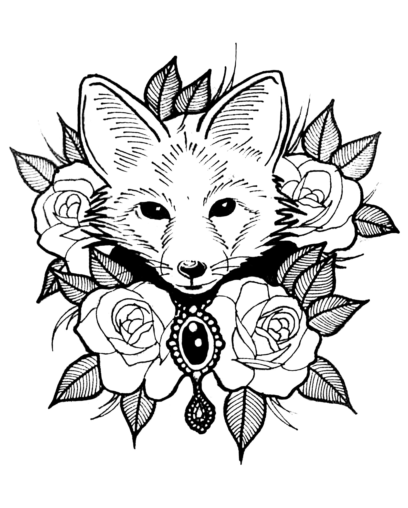 1671x2083 Fox To Color For Children